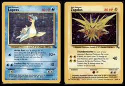 1999 Pokemon Fossil Lot: Lapras 10/62 & Zapdos 15/62 Holo Rare HP - WOTC Vintage - Image 1
