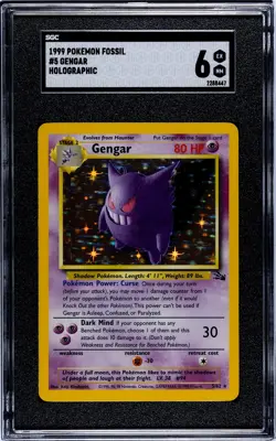 1999 Vintage Pokemon Fossil - Gengar #5 Holographic - Holo 5/62 - SGC 6 - Image 1