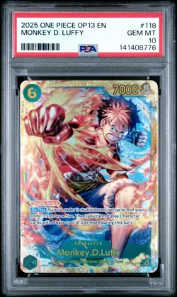 2025 ONE PIECE OP13-CARRYING ON HIS WILL #118 MONKEY D. LUFFY PSA 10 - Image 1
