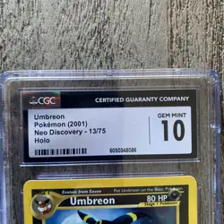 CGC 10 GEM MINT Umbreon 2001 Neo Discovery 13/75 Holo SWIRL Pokemon Card - Image 3