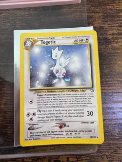 Pokemon TCG Togetic 16/111 Neo Genesis Unlimited SWIRL Holo Rare Card Ships Free - Image 1