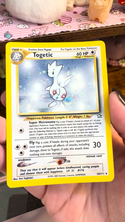 Pokemon TCG Togetic 16/111 Neo Genesis Unlimited SWIRL Holo Rare Card Ships Free - Image 2