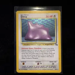 Pokemon TCG Ditto Holo Rare Fossil Unlimited 3/62 1999 50 HP English Card Stock - Image 1