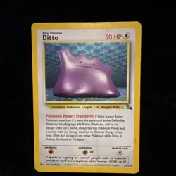 Pokemon TCG Ditto Holo Rare Fossil Unlimited 3/62 1999 50 HP English Card Stock - Image 2