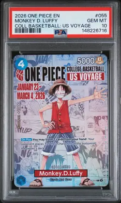 PSA 10 One Piece Card Monkey D. Luffy US College Basketball Voyage Promo - Image 1