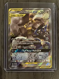 Pokemon TCG Lucario & Melmetal GX 120/214 Sm-Unbroken Bonds Holo Card LP. - Image 1