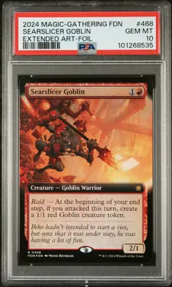 2024 MTG FOUNDATIONS EXTENDED ART-FOIL #468 SEARSLICER GOBLIN PSA 10 - Image 1
