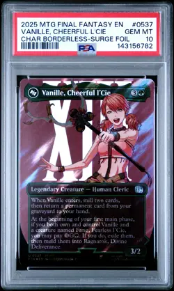 2025 MTG FINAL FANTASY BORDERLESS-SURGE FOIL #0537 VANILLE CHEERFUL L'CIE PSA 10 - Image 1