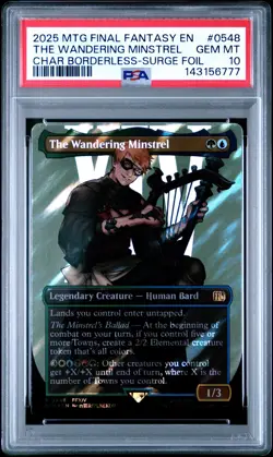 2025 MTG FINAL FANTASY BORDERLESS #0548 THE WANDERING MINSTREL PSA 10 - Image 1