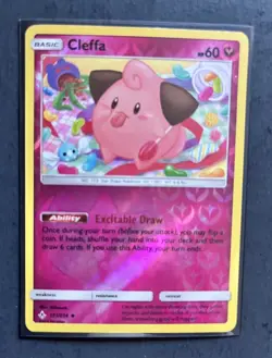 2019 POKEMON CLEFFA 131/214-UNBROKEN BONDS-DISCONTINUED FAIRY-TYPE-REVERSE HOLO - Image 1