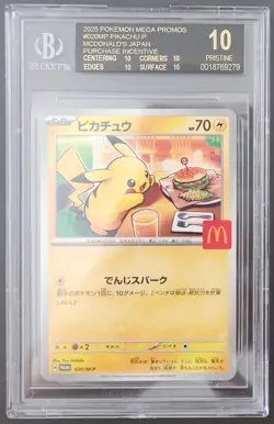 2025 Pokemon Mega Promos #020MP Pikachu P McDonalds JP BGS 10 Pristine Black - Image 4