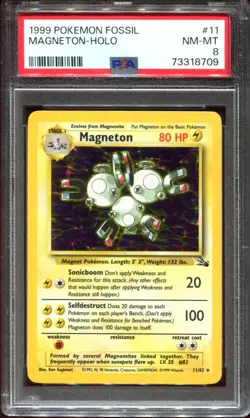 Magneton 11/62 Holo Rare PSA 8 Fossil Set Pokemon Card - Image 1