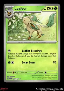 2025 Pokemon Scarlet & Violet Prismatic Evolutions #005 Leafeon MASTER BALL HOLO - Image 1