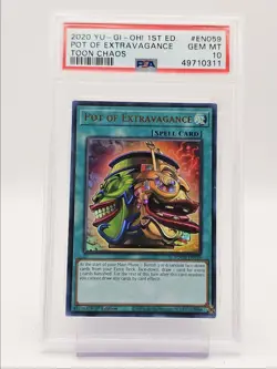 POT OF EXTRAVAGANCE 2020 YU-GI-OH 1ST EDITION TOON CHAOS PSA 10 Q6704 - Image 1