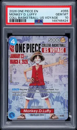 2026 ONE PIECE PROMOS ONE PIECE COLLEGE BK: US VOYAGE MONKEY D. LUFFY PSA 10 - Image 1