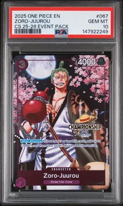 2025 ONE PIECE CHAMP 2025-26 EVENT PACK #067 ZORO-JUUROU PSA 10 - Image 1