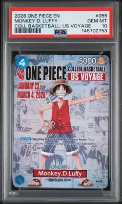 2026 ONE PIECE PROMOS ONE PIECE COLLEGE BK: US VOYAGE MONKEY D. LUFFY PSA 10 - Image 1
