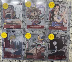 Bandai One Piece CCG Character Cards Lot - Usopp, Chopper, Robin, Sanji, Franky - Image 1