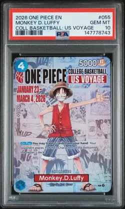 2026 ONE PIECE PROMOS ONE PIECE COLLEGE BK: US VOYAGE MONKEY D. LUFFY PSA 10 - Image 1