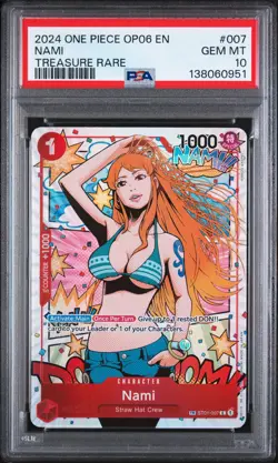 2024 ONE PIECE OP06-WINGS OF THE CAPTAIN TREASURE RARE #007 NAMI PSA 10 - Image 1