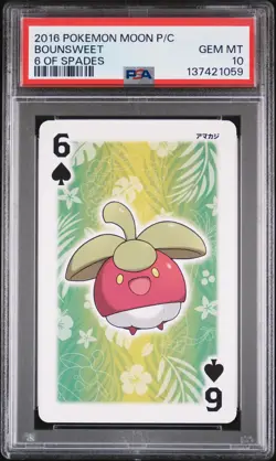 2016 POKEMON MOON PLAYING CARDS 6 OF SPADES BOUNSWEET PSA 10 - Image 1