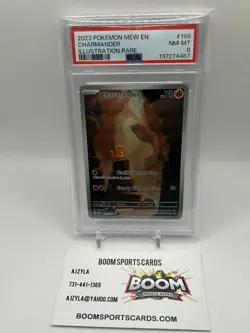 PSA 8 Charmander 168/165 Illustration Rare MEW 151 Pokemon Graded Card - Image 1