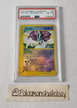 Suicune 37/147 - Aquapolis Set *PSA 8 - NM-MT* Reverse Holo Rare Pokemon Card - Image 1