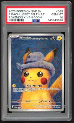 Pokemon Cards - PSA 10 Pikachu with Grey Felt Hat 085 - Van Gogh Promo GEM MT - Image 1