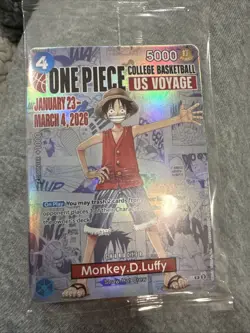 One Piece CCG Monkey.D.Luffy College Basketball US Voyage Promo Card - Image 1