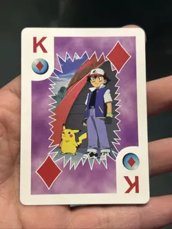 1999 BICYCLE POKEMON PLAYING CARD ASH AND PIKACHU KING OF DIAMONDS - Image 1