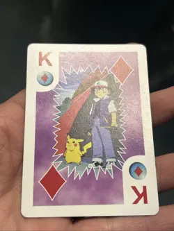 1999 BICYCLE POKEMON PLAYING CARD ASH AND PIKACHU KING OF DIAMONDS - Image 2