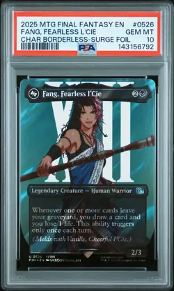 2025 MTG FINAL FANTASY BORDERLESS-SURGE FOIL #0526 FANG FEARLESS L'CIE PSA 10 - Image 1