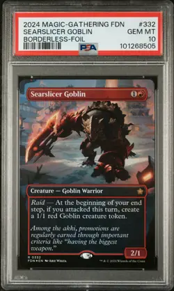 2024 MTG FOUNDATIONS BORDERLESS-FOIL #332 SEARSLICER GOBLIN PSA 10 - Image 1