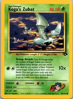 Pokemon TCG Kogas Zubat 83/132 Gym Challenge LP - Image 1