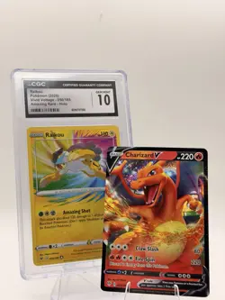 Pokemon CGC 10 Vivid Voltage Raikou Amazing Rare & Charizard V Holo Card Lot - Image 1