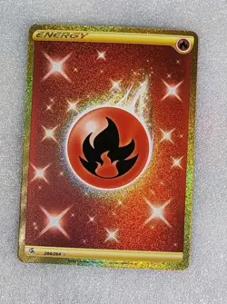 Fire Energy 284/264 NM/M SWSH Fusion Strike Secret Gold Energy Pokemon TCG - Image 1