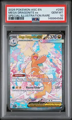 2026 POKEMON ASCENDED HEROES ILLUSTRATION RARE #290 MEGA DRAGONITE EX PSA 10 - Image 1