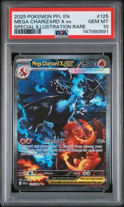 2025 POKEMON PFL SPECIAL ILLUSTRATION RARE #125 MEGA CHARIZARD X EX PSA 10 - Image 1