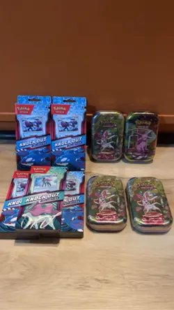 Pokemon TCG Prismatic Evolutions Mini Tins Plus Knockout Out Collection Lot Of 9 - Image 1