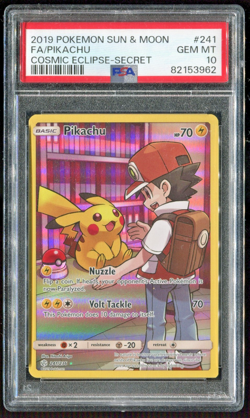 Pokemon 2019 Sun and Moon Cosmic Eclipse Pikachu SCR #241 PSA 10 GEM MINT - Image 1