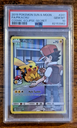 Pokemon 2019 Sun and Moon Cosmic Eclipse Pikachu SCR #241 PSA 10 GEM MINT - Image 2