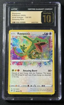 RAYQUAZA CGC 10 PRISTINE 2020 POKEMON VIVID VOLTAGE #138/185 AMAZING RARE 7002 - Image 1