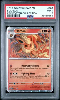 2025 POKEMON SVP EN-SV BLACK STAR PROMO #167 FLAREON PSA 9 - Image 1