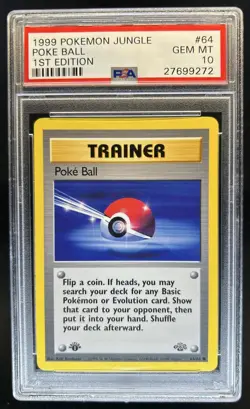 1999 Pokemon Jungle 1st Edition Poke Ball #64/64 PSA 10 - Image 1
