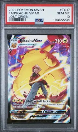 2022 POKEMON SWORD & SHIELD LOST ORIGIN #TG17 FULL ART/PIKACHU VMAX PSA 10 - Image 1