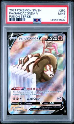 2021 POKEMON SWORD & SHIELD FUSION STRIKE #252 FULL ART/SANDACONDA V PSA 9 - Image 1