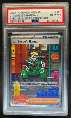 2025 Pokemon Lt. Surge's Bargain Special Illustration Rare #185/132 PSA 10 - Image 1