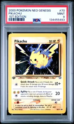 2000 POKEMON NEO GENESIS 1ST EDITION #70 PIKACHU PSA 9 - Image 1