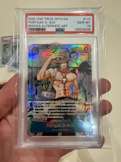 One Piece Portgas.D.Ace OP13-119 Carrying On His Will Foil Replica Psa 10 Proxy - Image 1