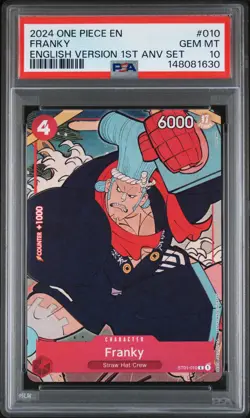 2024 ONE PIECE ENGLISH VERSION 1ST ANV SET #010 FRANKY PSA 10 - Image 1